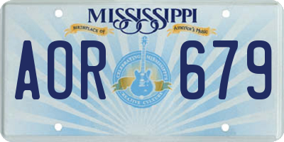 MS license plate AOR679
