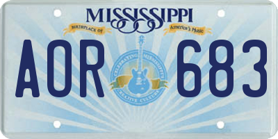 MS license plate AOR683