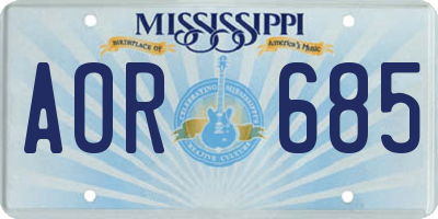 MS license plate AOR685