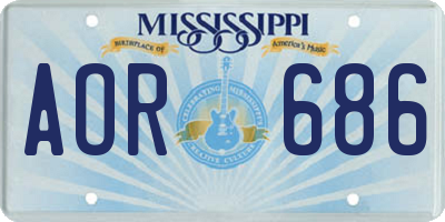 MS license plate AOR686