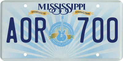 MS license plate AOR700