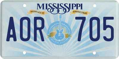 MS license plate AOR705