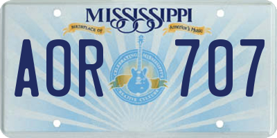 MS license plate AOR707