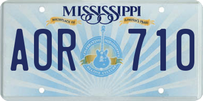 MS license plate AOR710