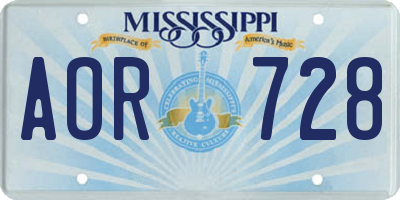 MS license plate AOR728