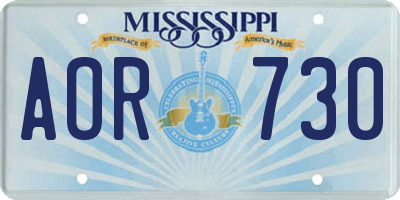 MS license plate AOR730