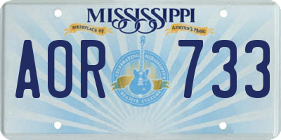 MS license plate AOR733
