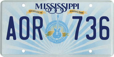MS license plate AOR736