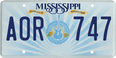 MS license plate AOR747