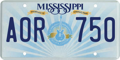 MS license plate AOR750