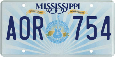 MS license plate AOR754