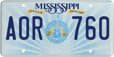 MS license plate AOR760
