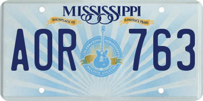 MS license plate AOR763