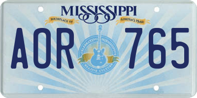 MS license plate AOR765