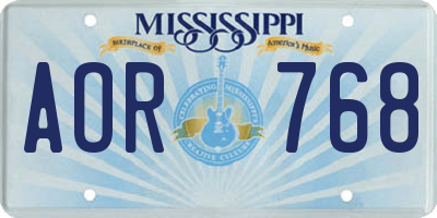 MS license plate AOR768