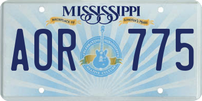 MS license plate AOR775