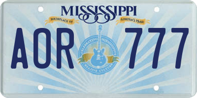 MS license plate AOR777
