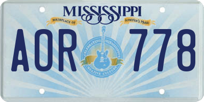 MS license plate AOR778