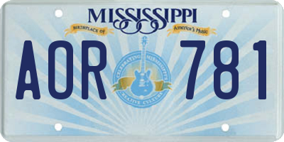 MS license plate AOR781