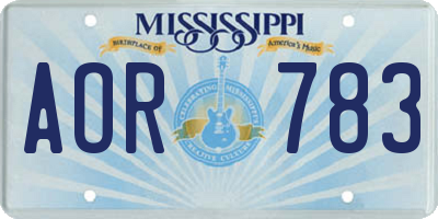 MS license plate AOR783