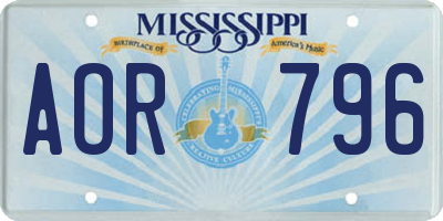 MS license plate AOR796