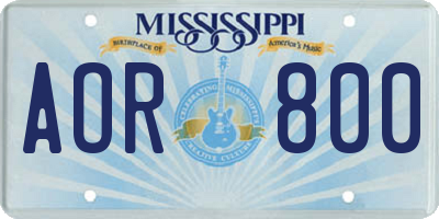 MS license plate AOR800