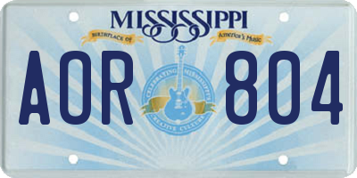 MS license plate AOR804