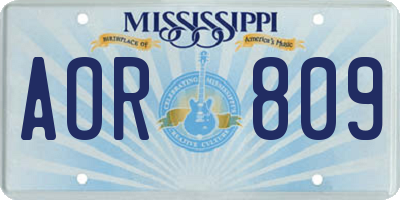 MS license plate AOR809