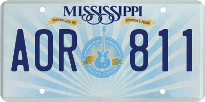 MS license plate AOR811