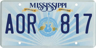 MS license plate AOR817