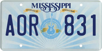MS license plate AOR831