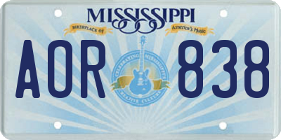 MS license plate AOR838