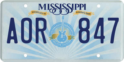 MS license plate AOR847