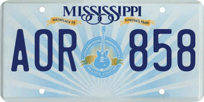 MS license plate AOR858