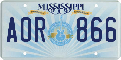 MS license plate AOR866
