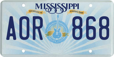 MS license plate AOR868