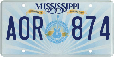 MS license plate AOR874
