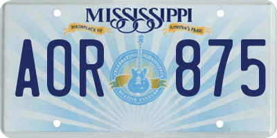 MS license plate AOR875