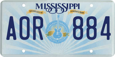 MS license plate AOR884