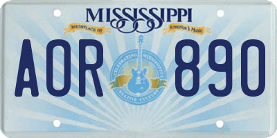 MS license plate AOR890