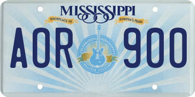 MS license plate AOR900