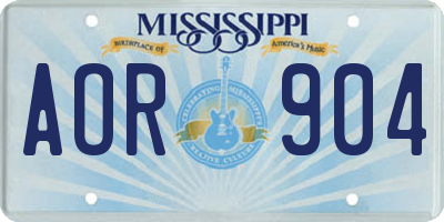 MS license plate AOR904