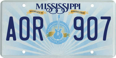 MS license plate AOR907
