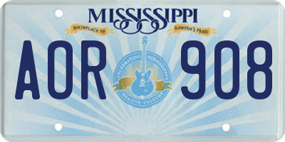 MS license plate AOR908