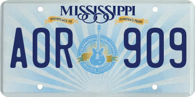 MS license plate AOR909