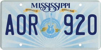 MS license plate AOR920