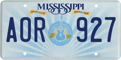 MS license plate AOR927