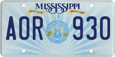MS license plate AOR930