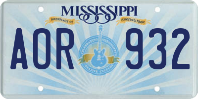 MS license plate AOR932