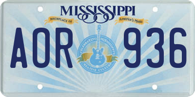 MS license plate AOR936